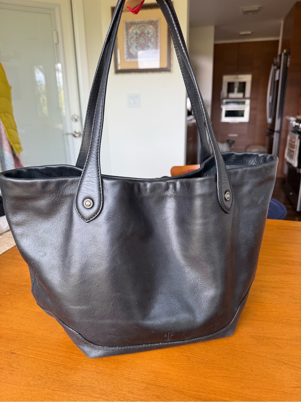 Frye Kenzie Classic Black Leather Tote Bag